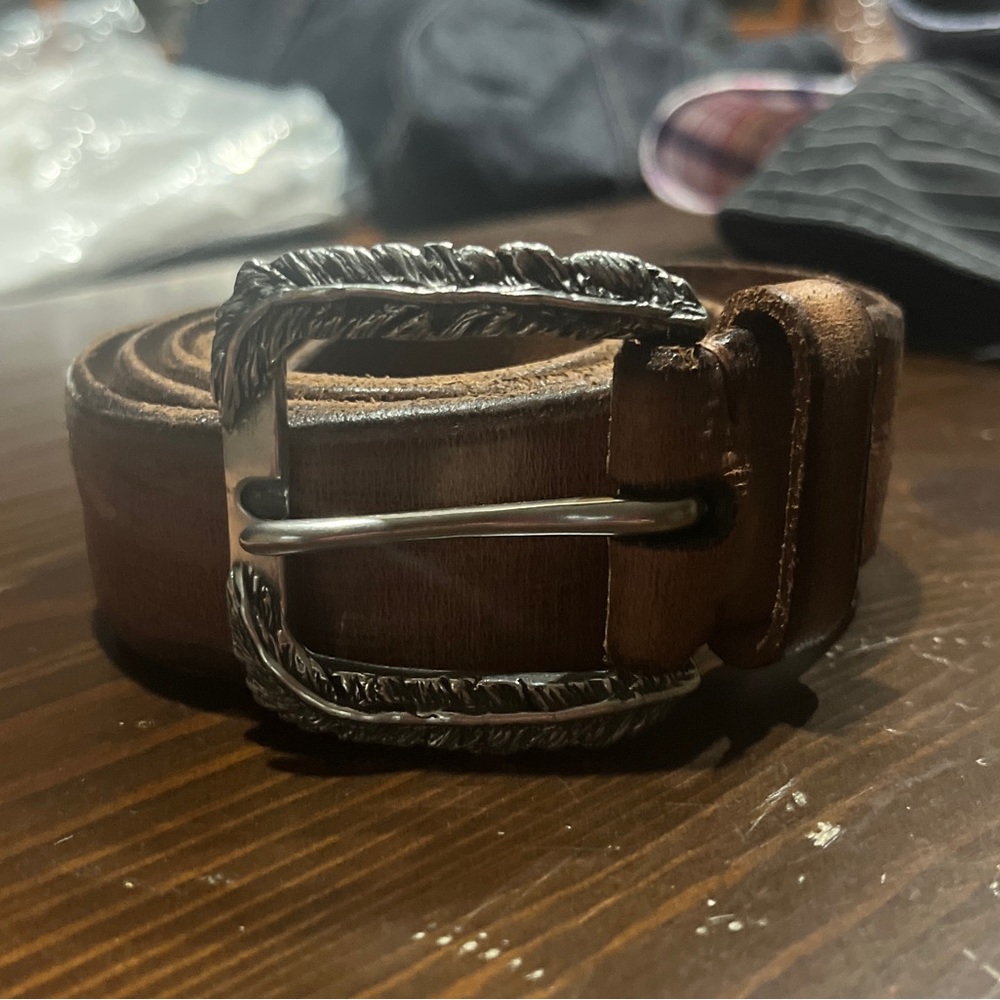 John Varvatos crinkle leather belt size 36